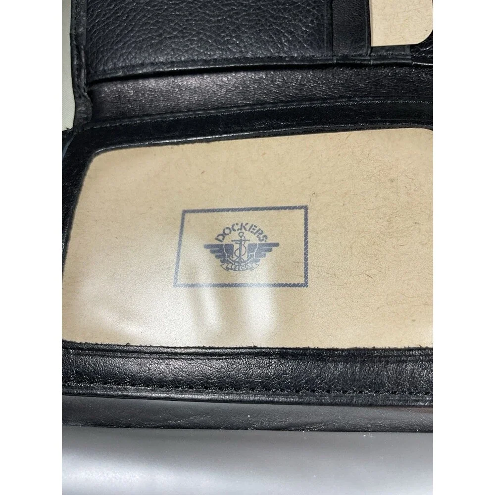 Dockers Mens Genuine Full Grain Black Leather Tri-fold Wallet Credit Card Holder